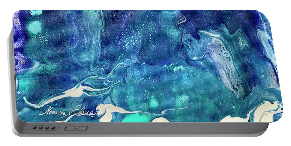 Ocean Portable Battery Charger featuring the painting Encapsulated secrets by Monica Elena