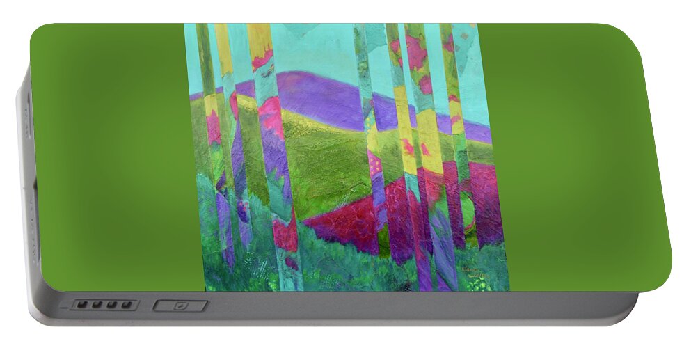 Trees Portable Battery Charger featuring the painting Enchanted Forest by Nancy Jolley