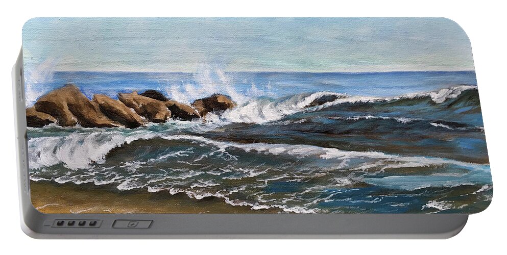 Jetty Portable Battery Charger featuring the painting End of Jetty by Karla Beatty