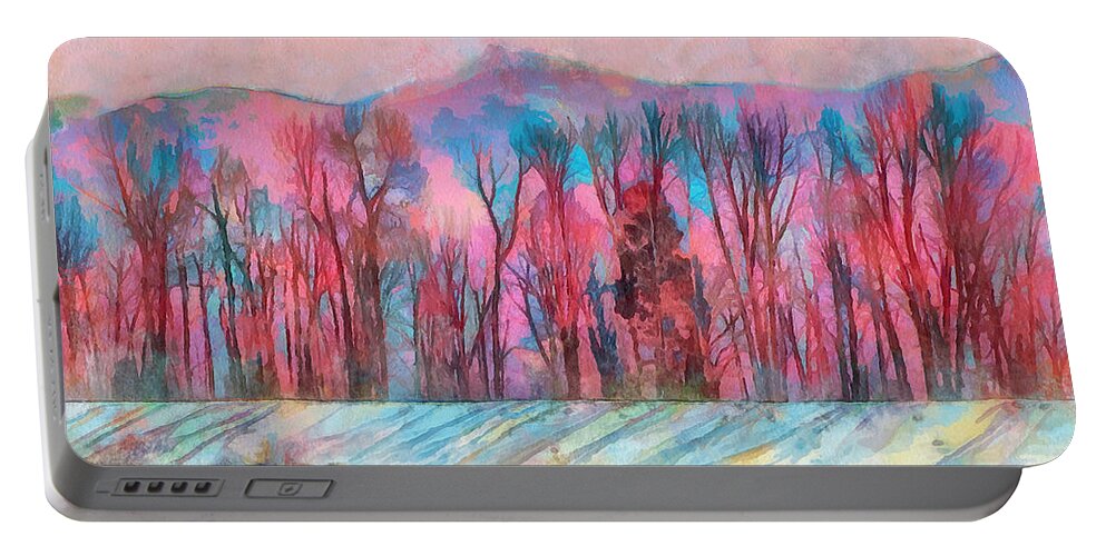 Mountain Portable Battery Charger featuring the digital art End of Winter by Robert Bissett