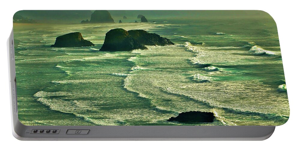 Best Ecola State Park Photography Waves Portable Battery Charger featuring the photograph Endless Waves Ecola by William Rockwell