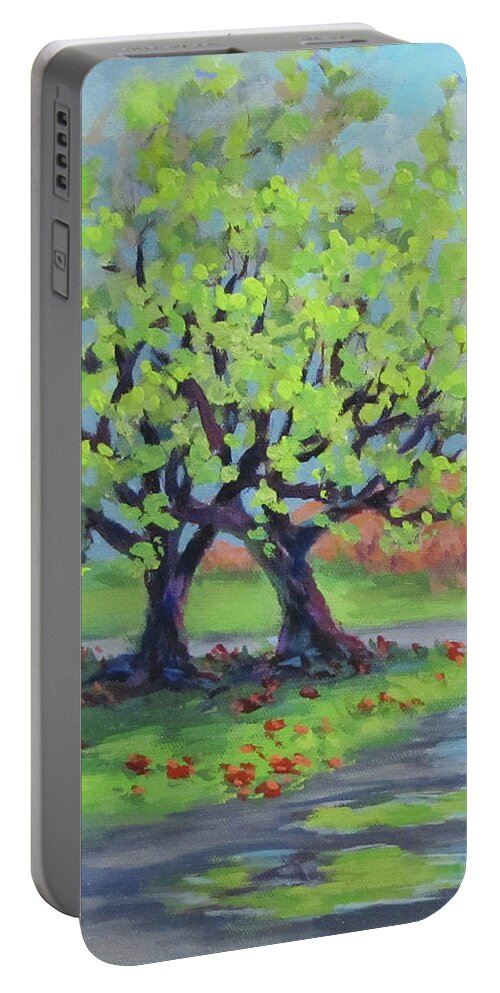 Trees Portable Battery Charger featuring the painting Entanglement by Karen Ilari