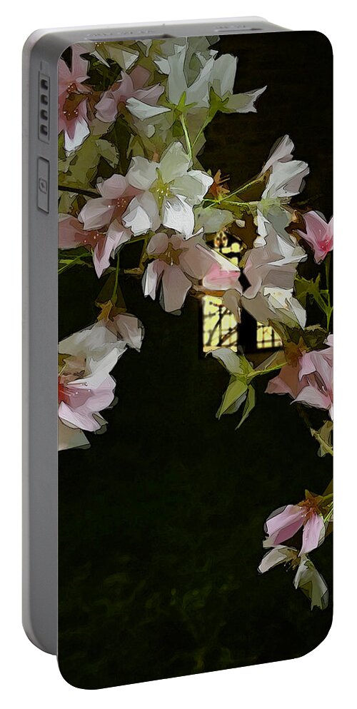 Botanical Portable Battery Charger featuring the digital art Ephemera by Gina Harrison