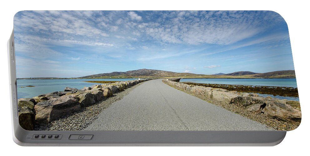 Eriskay Portable Battery Charger featuring the mixed media Eriskay Causeway by Smart Aviation