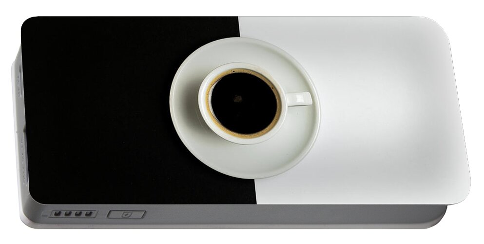 Coffee Portable Battery Charger featuring the photograph Espresso coffee on a white pot by Michalakis Ppalis