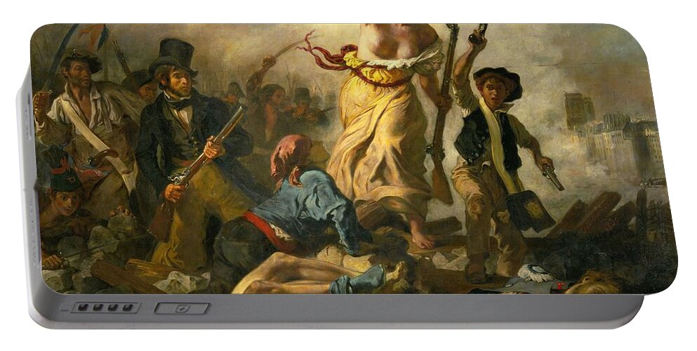 Eugene Delacroix Portable Battery Charger featuring the painting Eugene Delacroix / 'Liberty Leading the People', 1830, Oil on canvas, 260 x 325 cm. LIBERTAD. by Eugene Delacroix -1798-1863-