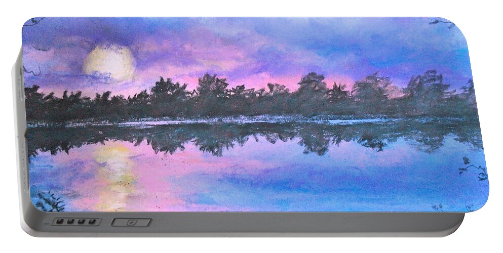 Sunset Portable Battery Charger featuring the drawing Euphoric Dreams by Jen Shearer