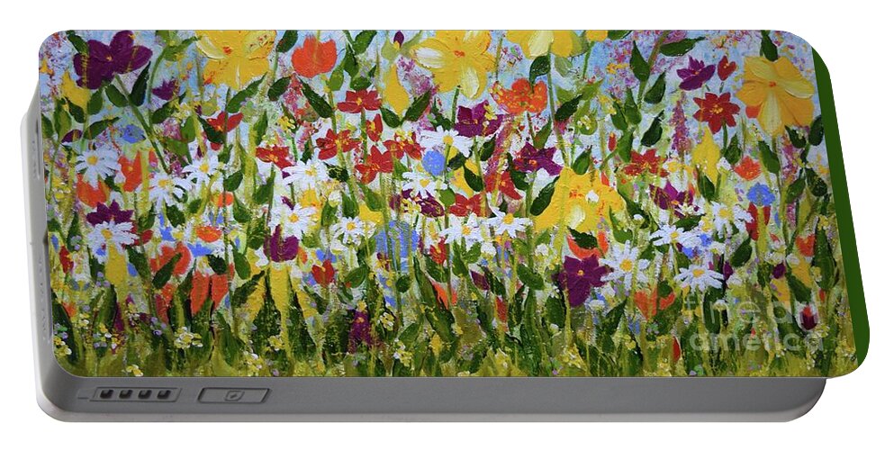 Barrieloustark Portable Battery Charger featuring the painting #306 Every Blossom Is A Soul #306 by Barrie Stark
