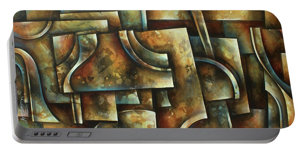 Abstract Portable Battery Charger featuring the painting Evolution of Space 2 by Michael Lang