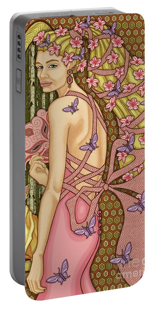 Cat Lady Portable Battery Charger featuring the mixed media Exalted Beauty Catalina 2019 by Amy E Fraser