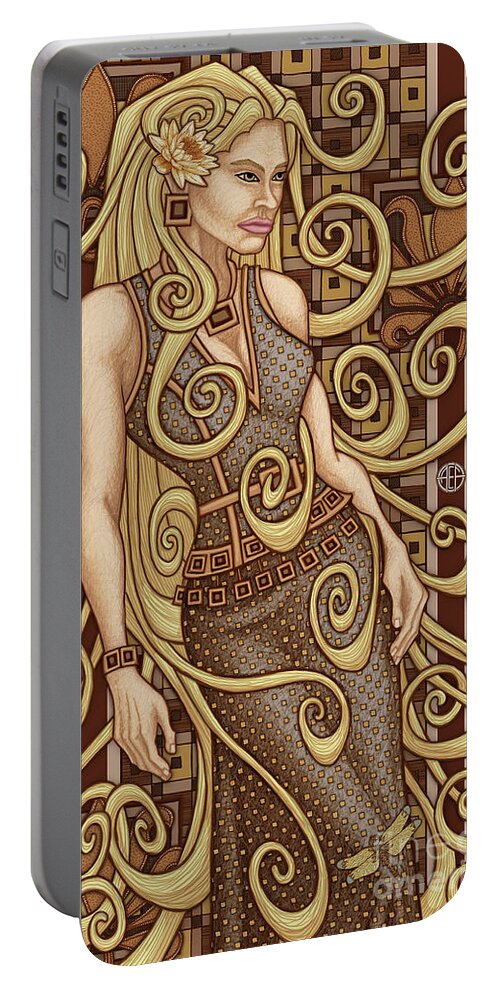 Portrait Portable Battery Charger featuring the mixed media Exalted Beauty Tatiana 2019 by Amy E Fraser