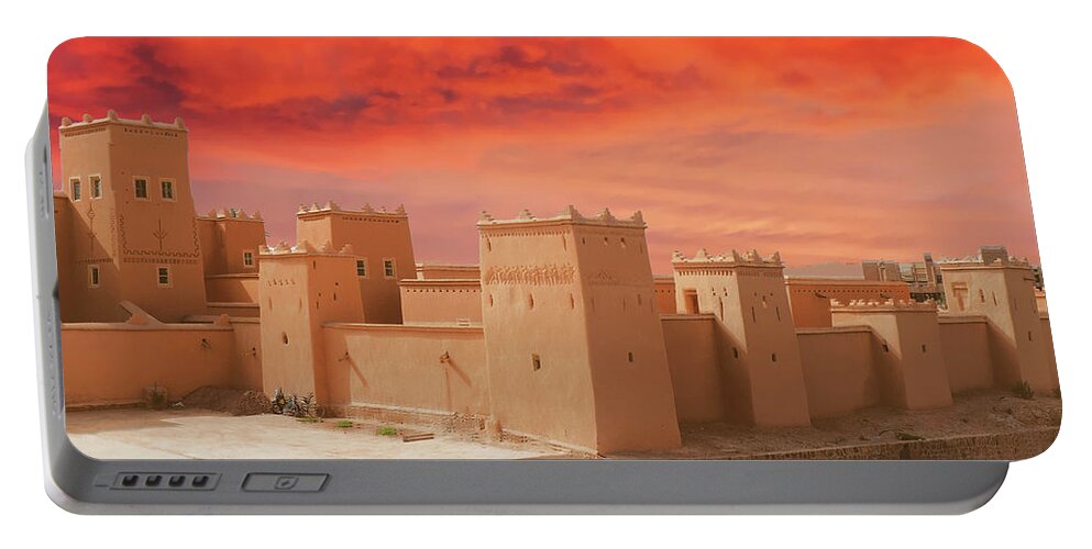 Exterior Portable Battery Charger featuring the photograph Exterior buildings of Kasbah Taourirt by Steve Estvanik