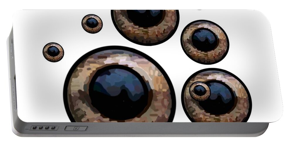 Modern Abstract Portable Battery Charger featuring the digital art Eyes Have It White by Joan Stratton