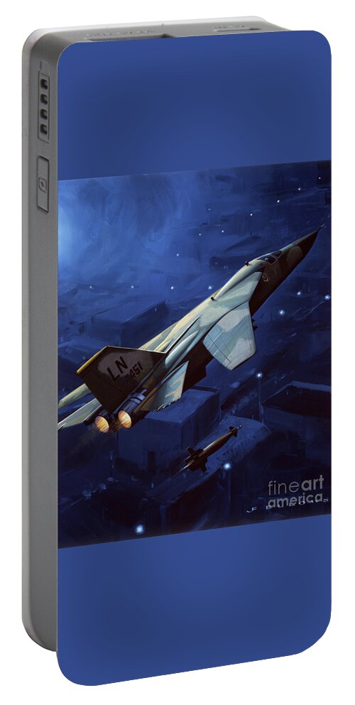 Military Aircraft Portable Battery Charger featuring the painting General Dynamics F-111 Aardvark by Jack Fellows