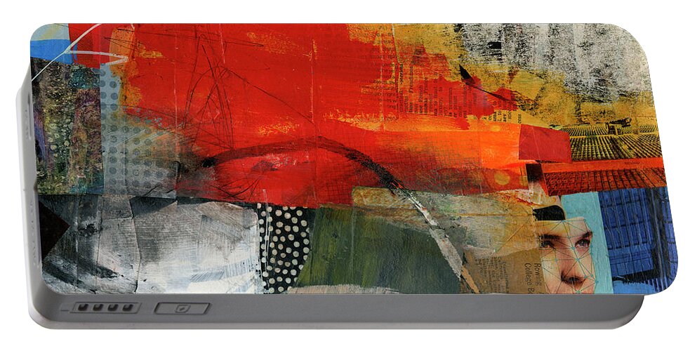 Abstract Art Portable Battery Charger featuring the painting Fact Check #8 by Jane Davies
