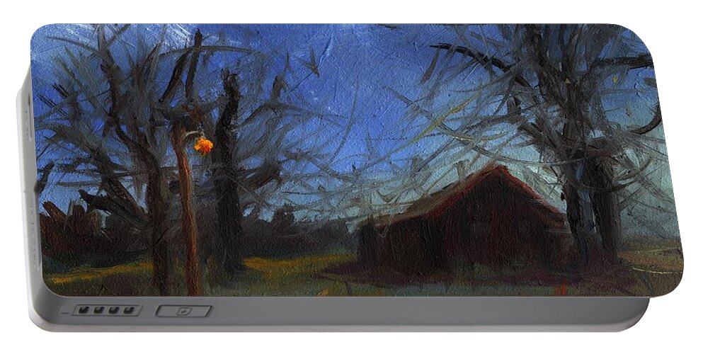 Painting Portable Battery Charger featuring the painting Fading Winter Light by Susan Hensel
