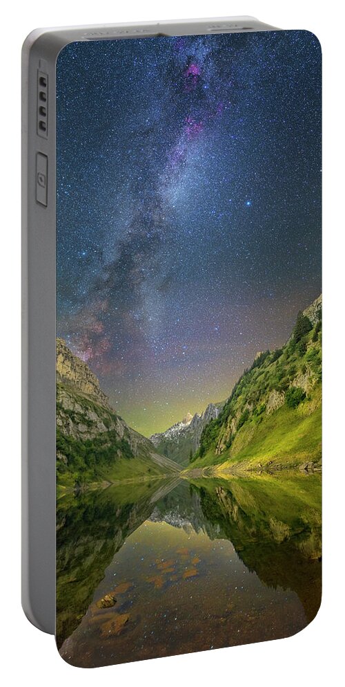 Mountains Portable Battery Charger featuring the photograph Faelensee Nights by Ralf Rohner