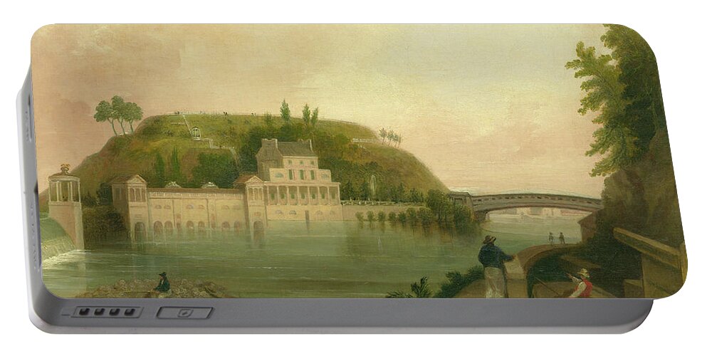 Fairmount Waterworks Portable Battery Charger featuring the painting Fairmount Waterworks about 1838 by Unknown
