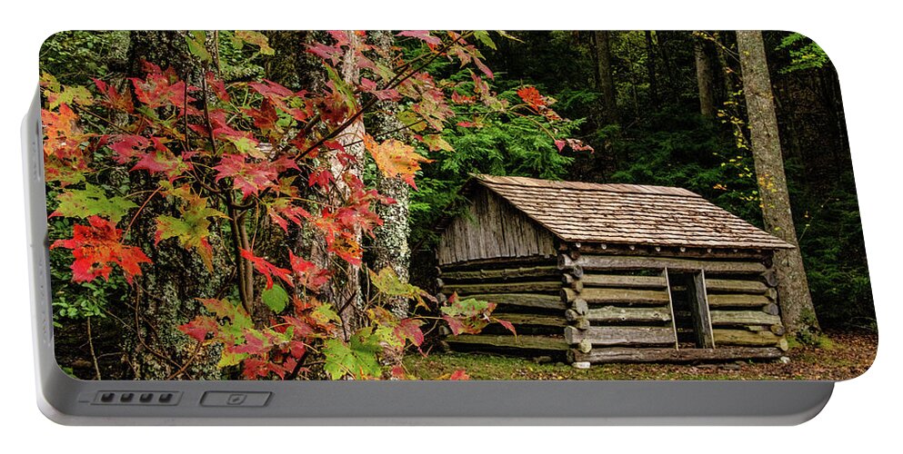 Tipton Place Portable Battery Charger featuring the photograph Fall at the Woodshed, Tipton Place by Marcy Wielfaert