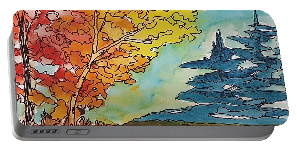 Fall Portable Battery Charger featuring the painting Fall Colors by Petra Burgmann
