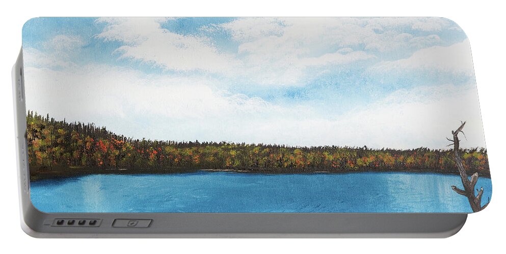 Landscape Portable Battery Charger featuring the painting Fall In Itasca by Gabrielle Munoz