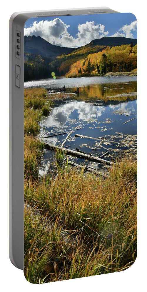 Wilson Mesa Portable Battery Charger featuring the photograph Fall Reflection on Woods Lake in Colorado by Ray Mathis