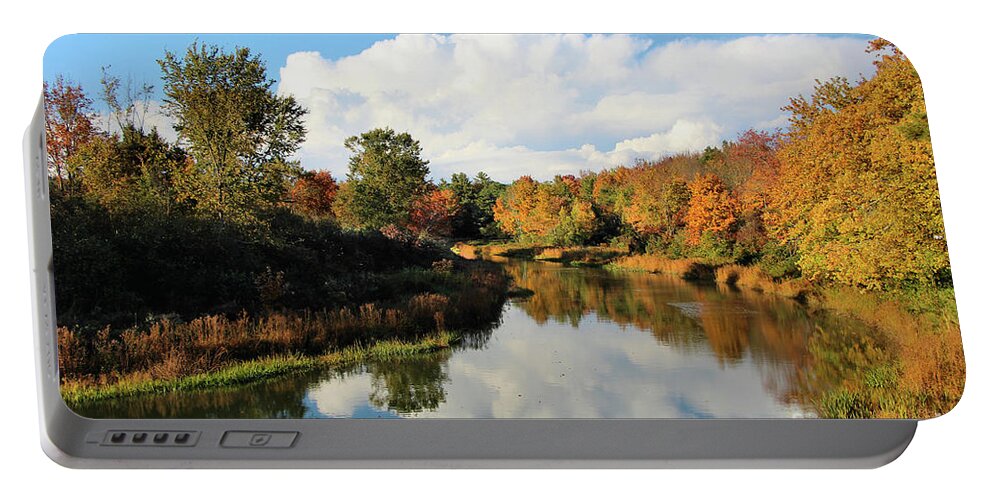 Landscape Portable Battery Charger featuring the photograph Fall Reflections On Upper Sabattus River by Sandra Huston