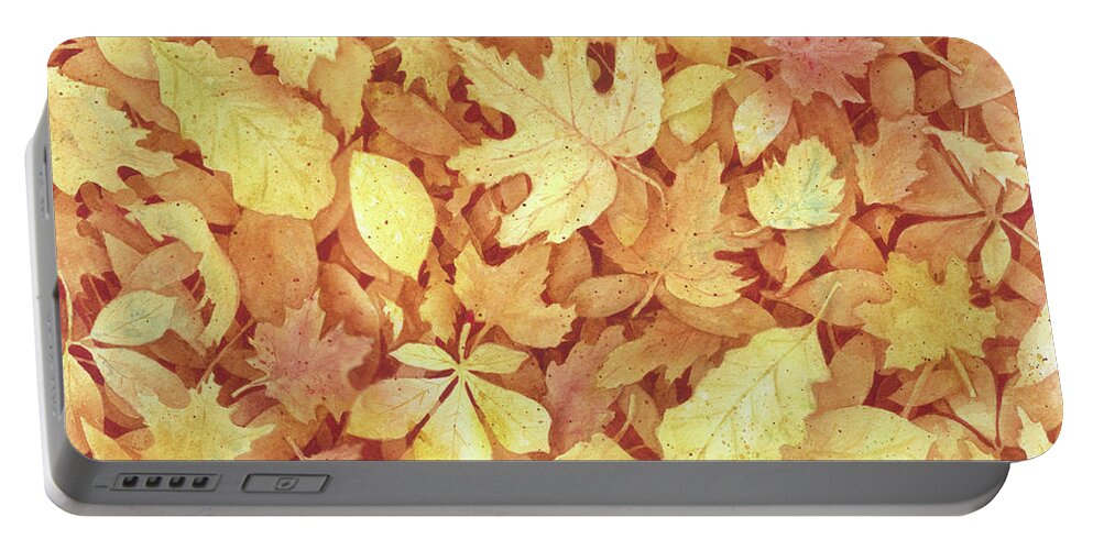 Fall Portable Battery Charger featuring the painting Fallen Leaves by Lori Taylor