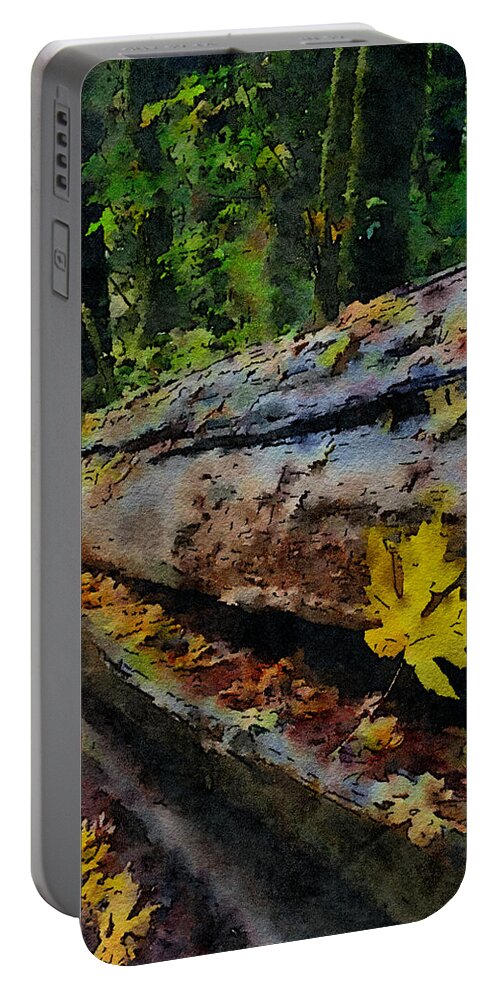 Fallen Tree Portable Battery Charger featuring the mixed media Fallen Tree by Bonnie Bruno