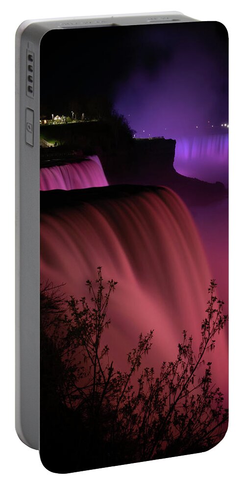 Niagara Falls Portable Battery Charger featuring the photograph Falls in Red by Vicky Edgerly