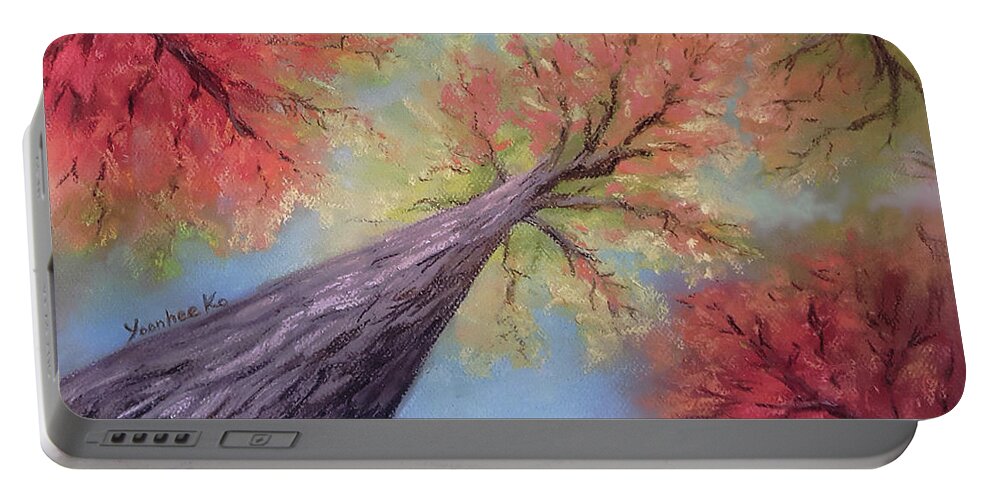 Fall Portable Battery Charger featuring the painting Fallspective by Yoonhee Ko
