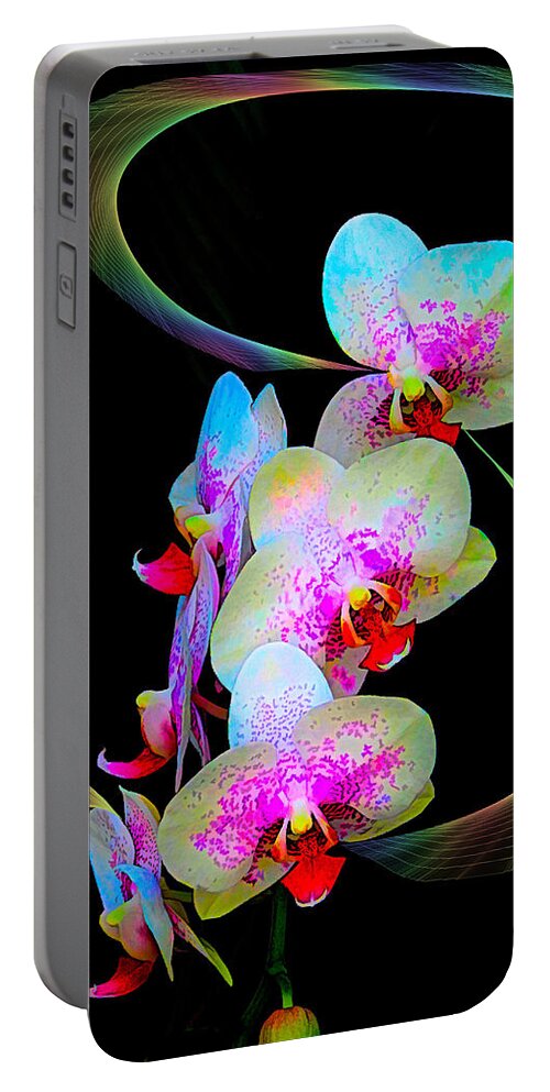Orchids Portable Battery Charger featuring the photograph Fantasy Orchids in Full Color by Rosalie Scanlon