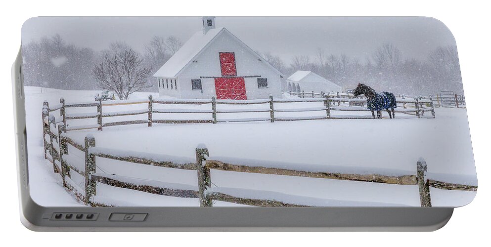 Vermont Portable Battery Charger featuring the photograph Farm in the Snow by Rob Davies