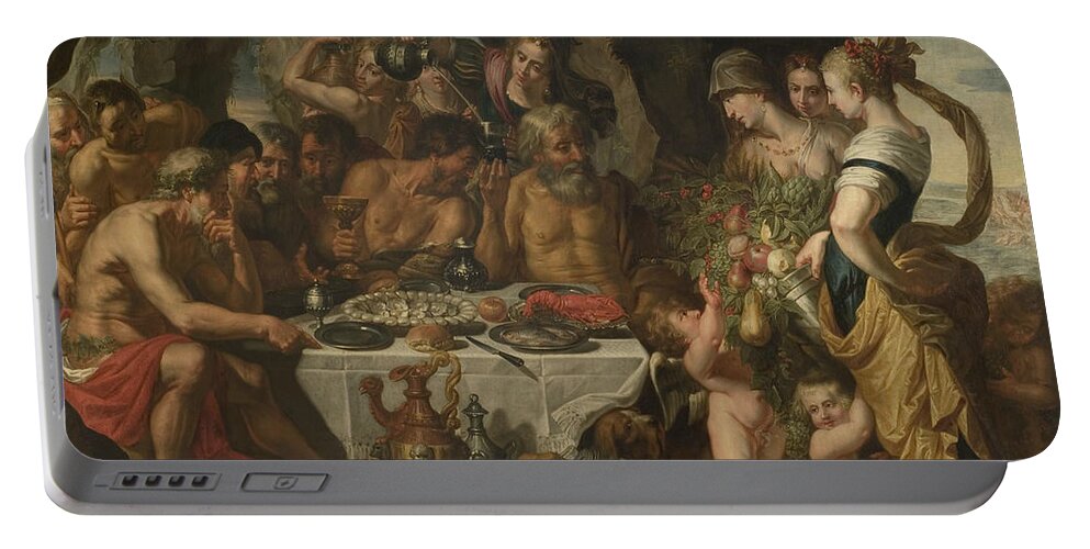 17th Century Art Portable Battery Charger featuring the painting Feast of the Gods in a Cave near the Sea Shore by Gerard Seghers