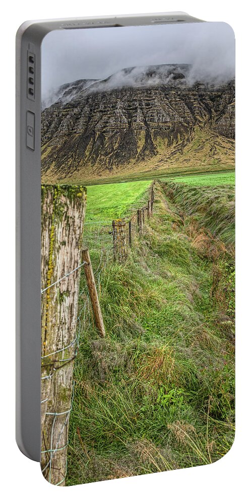 Iceland Portable Battery Charger featuring the photograph Fence of Iceland by David Letts
