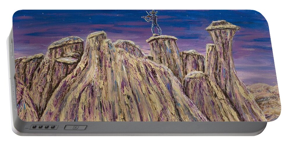 Fiddler Portable Battery Charger featuring the painting Fiddler on the Butte by Linda Donlin