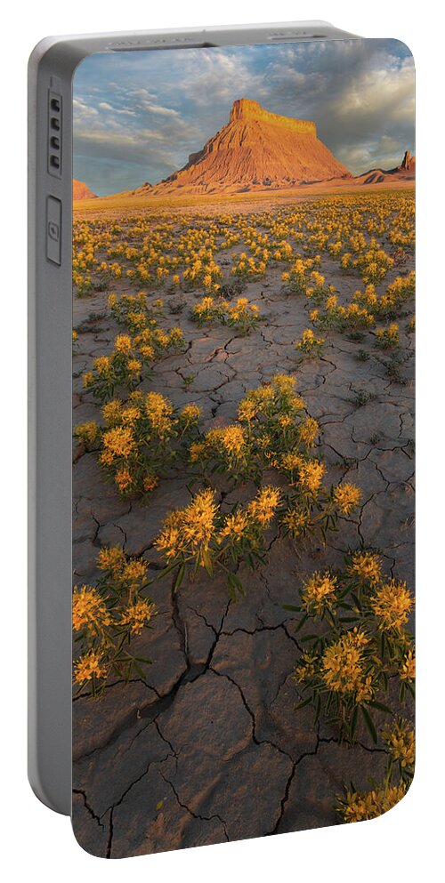 Factory Butte Portable Battery Charger featuring the photograph Fields of Gold by Dustin LeFevre