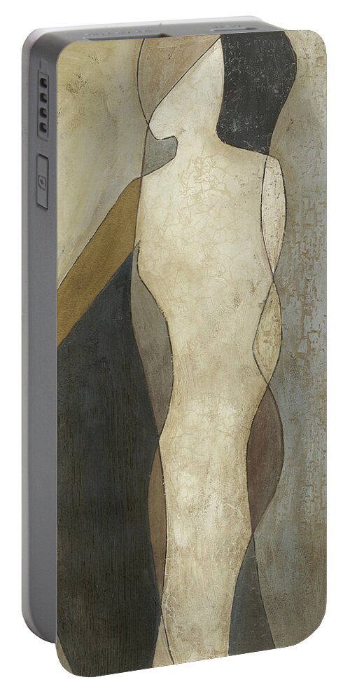 Abstract Portable Battery Charger featuring the painting Figure Overlay I by Megan Meagher