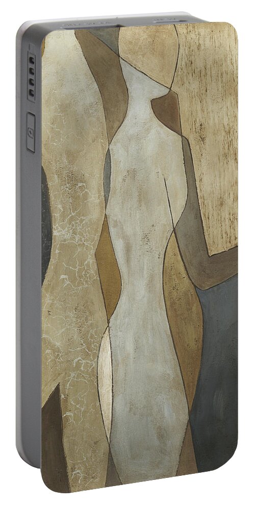 Abstract Portable Battery Charger featuring the painting Figure Overlay II by Megan Meagher