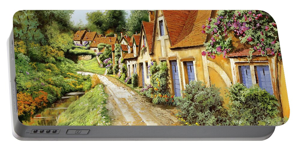 England Portable Battery Charger featuring the painting Fila Di Case Inglesi by Guido Borelli