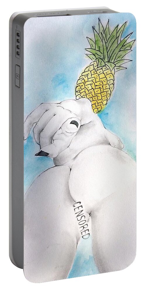Erotic Art Portable Battery Charger featuring the painting Fineapple by Fineapple Apple