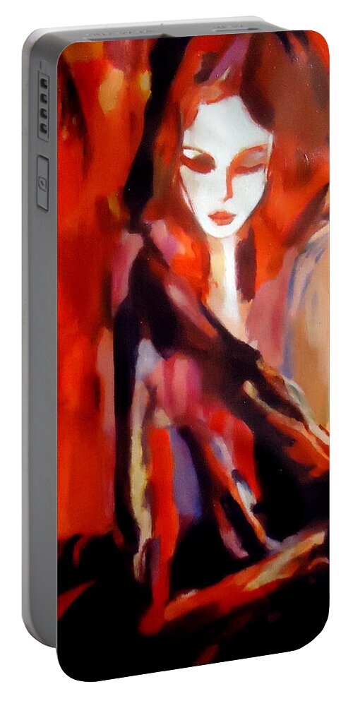 Nude Figures Portable Battery Charger featuring the painting Finesse by Helena Wierzbicki
