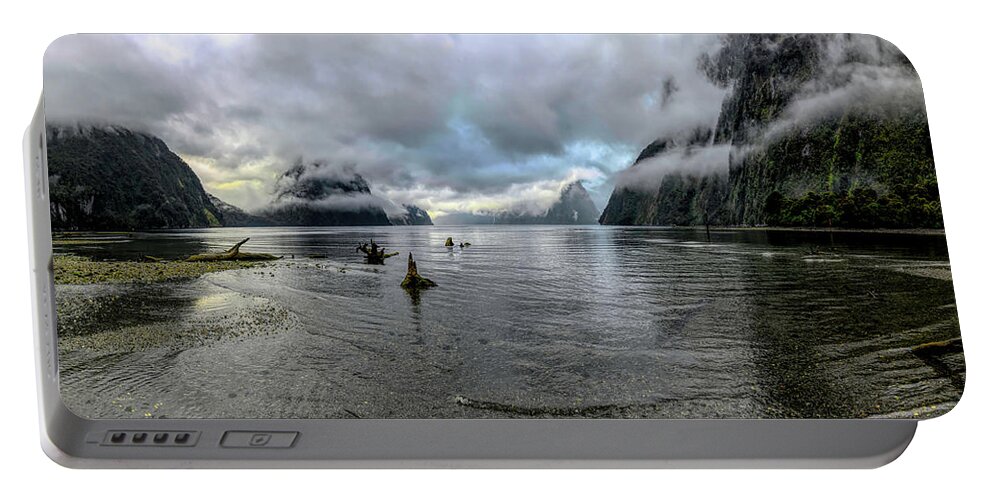 Olena Art Portable Battery Charger featuring the photograph Fiord Milford Sound New Zealand South Island by OLena Art by OLena Art by Lena Owens - Vibrant DESIGN