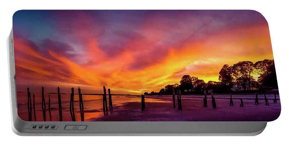 Sunset Portable Battery Charger featuring the photograph Fire on the sky by Lilia D