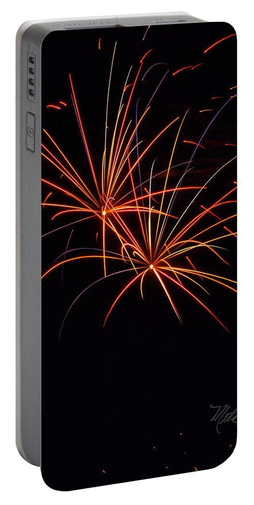 Fireworks Portable Battery Charger featuring the photograph Fireworks Dual by Meta Gatschenberger