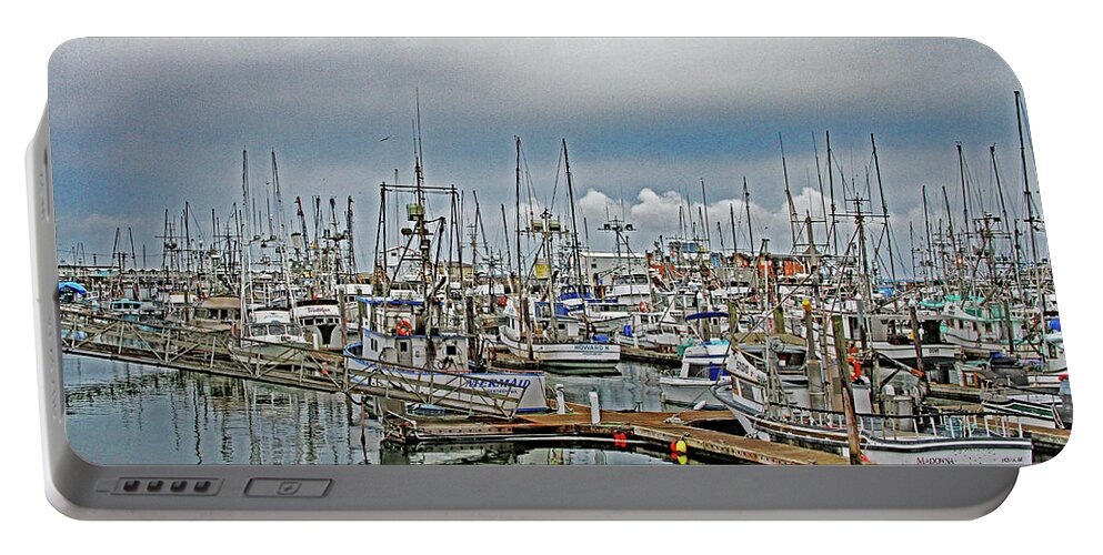 Fishing Boats At A Marina In Washington Portable Battery Charger featuring the digital art Fishing Boats At The Marina by Tom Janca