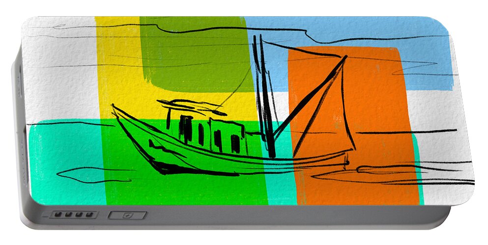 Ocean Portable Battery Charger featuring the digital art Fishing Offshore by Michael Kallstrom