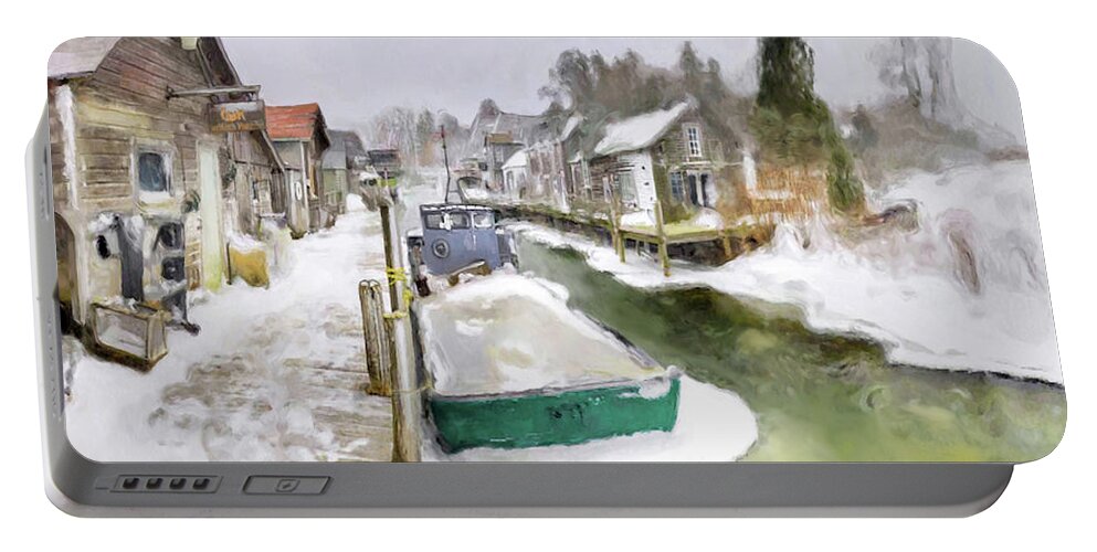 Fishtown Portable Battery Charger featuring the painting Fishtown by Joel Smith