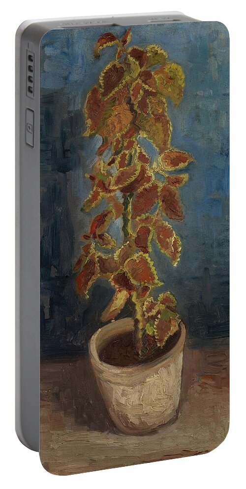 Oil On Canvas Portable Battery Charger featuring the painting Flame Nettle in a Flowerpot. by Vincent van Gogh -1853-1890-