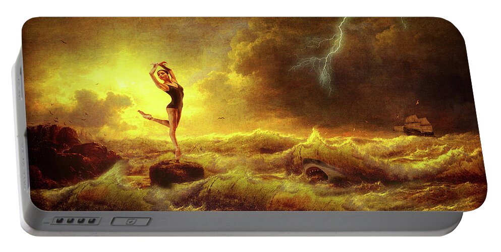 Dancer Portable Battery Charger featuring the digital art Flirting With Disaster by Mark Allen